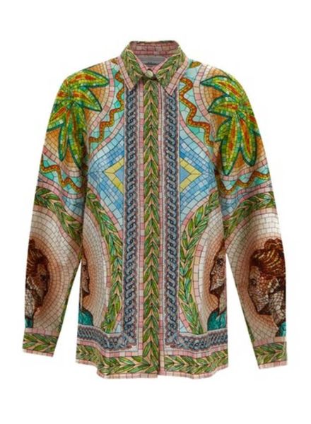 casablanca 23ss designer shirt silk casual style loose fitting men and women versatile trendy long hawaii beach sleeved shirt, White;black
casablanca 23ss designer shirt silk casual style loose fitting men and women versatile trendy long hawaii beach sleeved shirt, White;black
