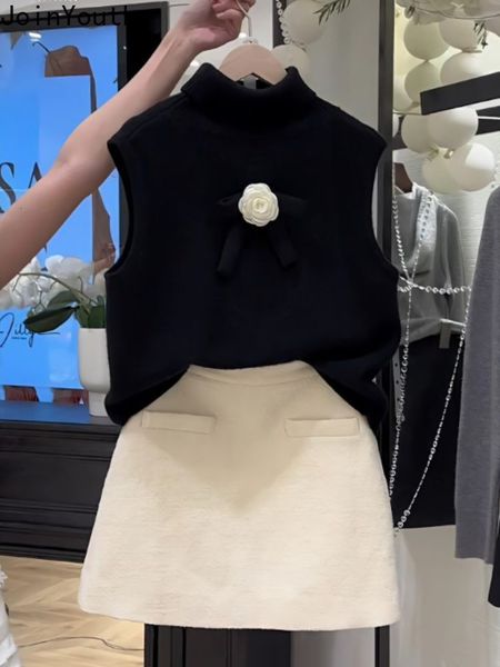 two piece dress korean sets chic skirt outfits fashion set for women turtleneck sleeveless bodycon mini skirts suit roupas femme 230504, White
two piece dress korean sets chic skirt outfits fashion set for women turtleneck sleeveless bodycon mini skirts suit roupas femme 230504, White