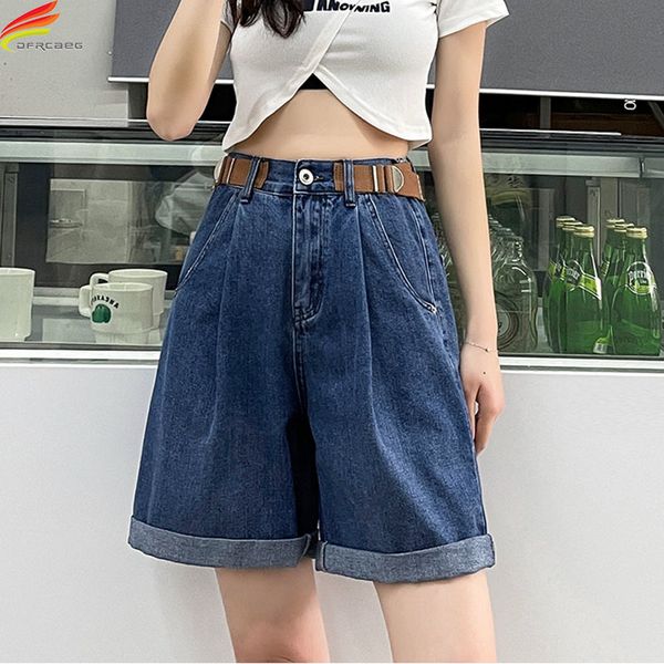 women's shorts dfrcaeg summer denim shorts for women wide leg pleated loose blue jeans with belt korean style street wear bermuda short, White;black
women's shorts dfrcaeg summer denim shorts for women wide leg pleated loose blue jeans with belt korean style street wear bermuda short, White;black