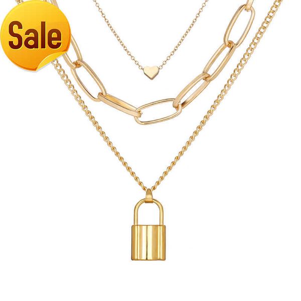 new high-quality multi-layer pendant necklaces creative retro simple peach heart lock pendant three-layer sweater chain wholesale, Silver
new high-quality multi-layer pendant necklaces creative retro simple peach heart lock pendant three-layer sweater chain wholesale, Silver