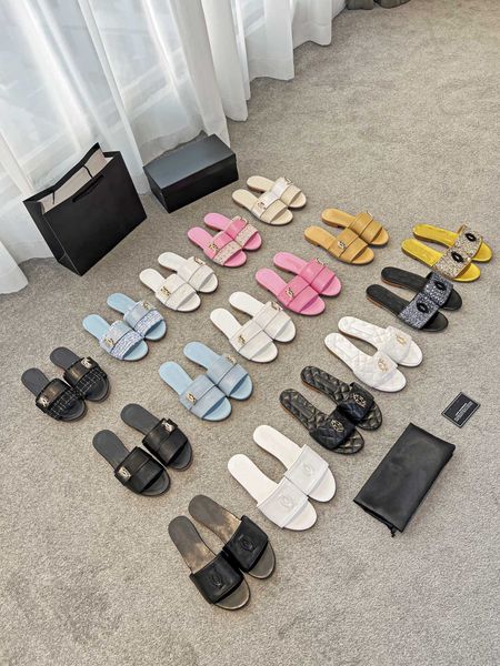 womens flat heels slippers quilted texture chain metal c buckle sandals flap slide designer mule classic tweed flip flops outdoor beach shoe, Black
womens flat heels slippers quilted texture chain metal c buckle sandals flap slide designer mule classic tweed flip flops outdoor beach shoe, Black