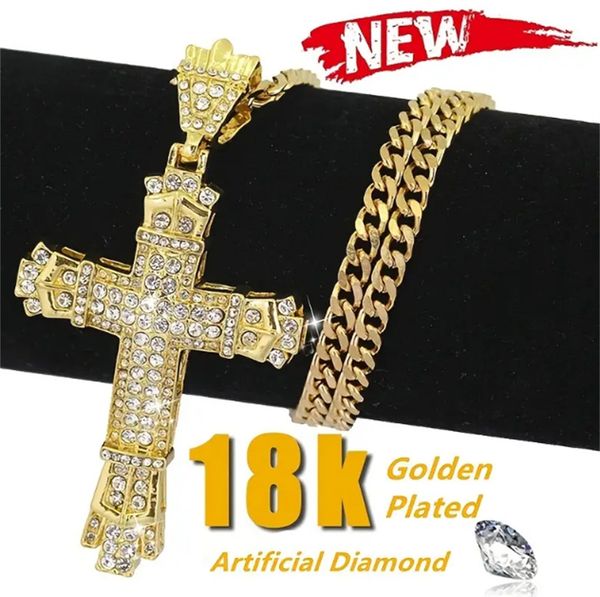 18k golden plated men's necklace vintage fashion full rhinestone cross pendant hip hop necklaces for male antique jewelry golden chain, Silver
18k golden plated men's necklace vintage fashion full rhinestone cross pendant hip hop necklaces for male antique jewelry golden chain, Silver