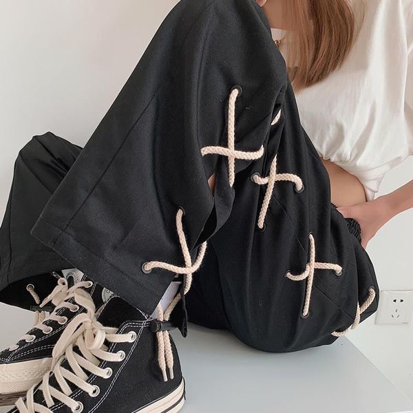 men's pants harajuku lace up oversize wide men side split streetwear fashion skateboard ankle length trousers techwear clothes 230428, Black
men's pants harajuku lace up oversize wide men side split streetwear fashion skateboard ankle length trousers techwear clothes 230428, Black