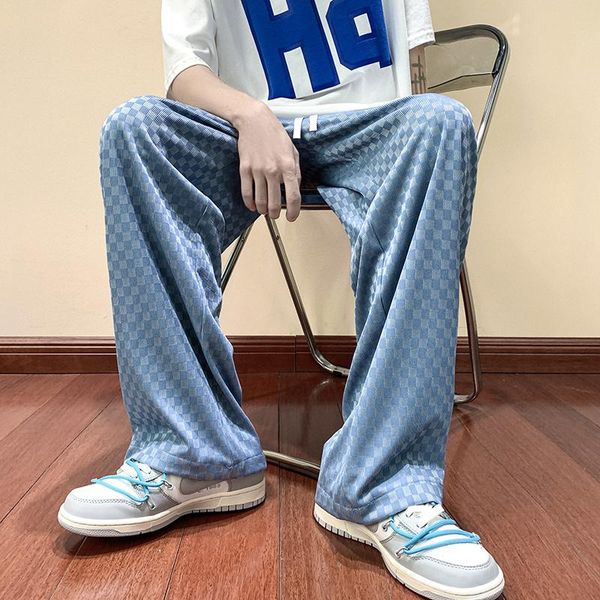 pants summer 4color pleated pants men fashion casual wideleg ice silk pants mens japanese streetwear loose plaid pants mens trousers, Black
pants summer 4color pleated pants men fashion casual wideleg ice silk pants mens japanese streetwear loose plaid pants mens trousers, Black