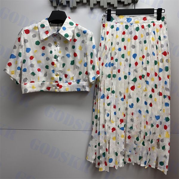 designer two piece dress colorful printed shirts high waist skirt polo short sleeve fashion womens long dresses, White
designer two piece dress colorful printed shirts high waist skirt polo short sleeve fashion womens long dresses, White