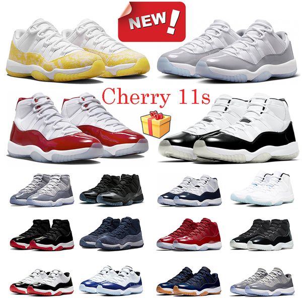 with box 11 cherry 11s basketball shoes men women cement grey yellow snakeskin midnight navy pure violet cap and gown bred jumpman 11 sports
with box 11 cherry 11s basketball shoes men women cement grey yellow snakeskin midnight navy pure violet cap and gown bred jumpman 11 sports