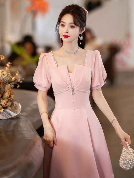party dresses pink satin evening dress french style square neck beading bow formal party dresses puff short sleeve tea-length graduation gow, White;black
party dresses pink satin evening dress french style square neck beading bow formal party dresses puff short sleeve tea-length graduation gow, White;black