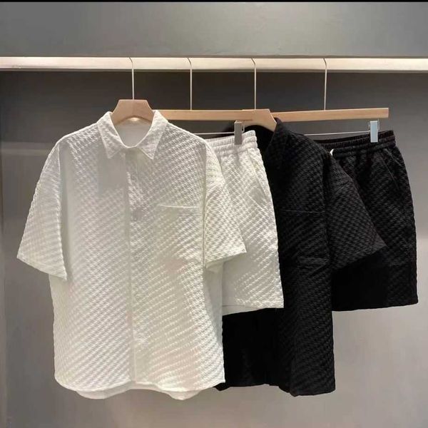 men's casual shirts 2022 summer men casual suit new couple oversize versatile plaid lapel shirt leisure shorts solid texture twopiece s, White;black
men's casual shirts 2022 summer men casual suit new couple oversize versatile plaid lapel shirt leisure shorts solid texture twopiece s, White;black