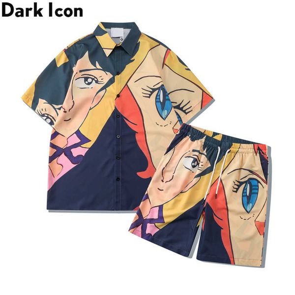 men's casual shirts dark cartoon printed holiday beach men's set summer thin material haiian shirts and shorts j230503, White;black
men's casual shirts dark cartoon printed holiday beach men's set summer thin material haiian shirts and shorts j230503, White;black