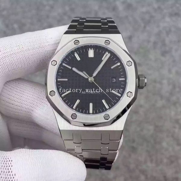 16 color watches 41mm black dial 15510 stainless steel mechanical automatic men's luminous wristwatches, Slivery;brown
16 color watches 41mm black dial 15510 stainless steel mechanical automatic men's luminous wristwatches, Slivery;brown