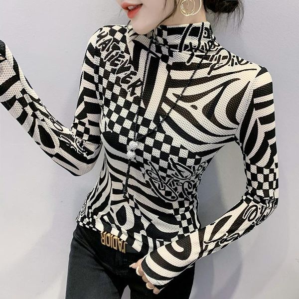 t-shirt #5753 turtleneck t shirt women stretch mesh tshirt female skinny tshirt with print casual vintage women's tshirt thin, White
t-shirt #5753 turtleneck t shirt women stretch mesh tshirt female skinny tshirt with print casual vintage women's tshirt thin, White