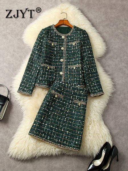 two piece dress zjyt runway fashion tweed woolen jacket and skirt set for women winter two piece outfits vintage elegant lady office dress s, White
two piece dress zjyt runway fashion tweed woolen jacket and skirt set for women winter two piece outfits vintage elegant lady office dress s, White