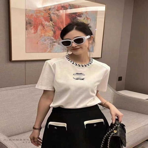 designer t shirt 2023 summer acetate blue fine heavenly silk heavy handmade thin soft smooth small fragrance spliced sleeve t-shirt top, White;black
designer t shirt 2023 summer acetate blue fine heavenly silk heavy handmade thin soft smooth small fragrance spliced sleeve t-shirt top, White;black