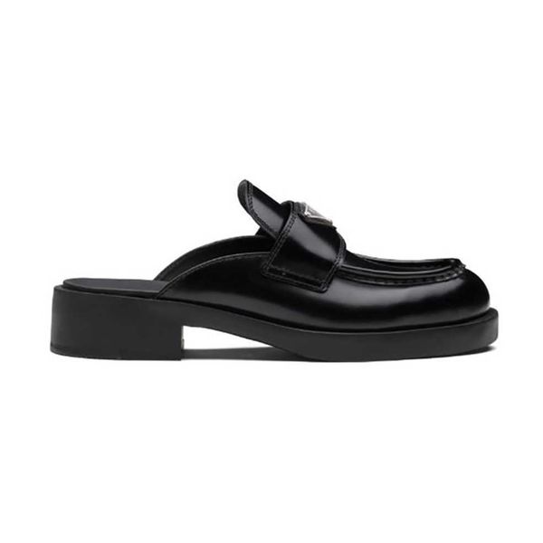 designer loafers women dress shoes luxury metal triangle chocolate brushed leather mules eu35-40 with box wedding party dresses, Black
designer loafers women dress shoes luxury metal triangle chocolate brushed leather mules eu35-40 with box wedding party dresses, Black