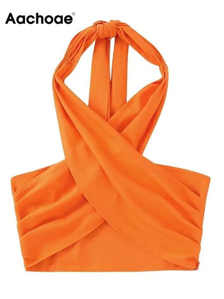 tanks aachoae summer solid color tank women chic halter sleeveless backless cropped ladies fashion party tanks, Black;white
tanks aachoae summer solid color tank women chic halter sleeveless backless cropped ladies fashion party tanks, Black;white