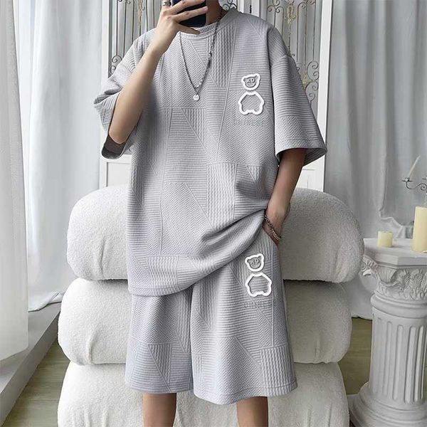 men's casual shirts 6xl large men's sports suit new korean high street fashion tshirt shorts twopiece set men retro neck r clothes, White;black
men's casual shirts 6xl large men's sports suit new korean high street fashion tshirt shorts twopiece set men retro neck r clothes, White;black