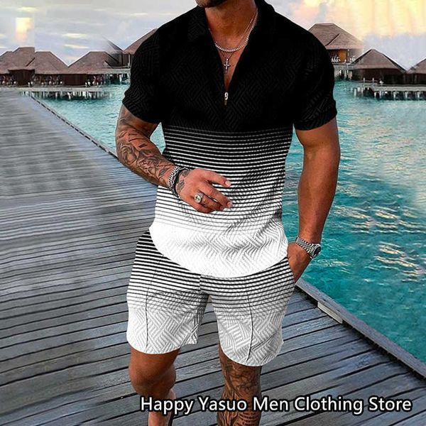 men's casual shirts 2 piece set man outfit streetwear cloth fashion men's casual tracksuits summer shortsleeve zipper polo shirts, White;black
men's casual shirts 2 piece set man outfit streetwear cloth fashion men's casual tracksuits summer shortsleeve zipper polo shirts, White;black