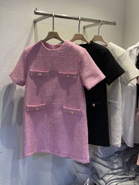 party dresse 's elegant tweed straight loose mini lady summer vintage solid color short sleeve o neck 230428, White;black
party dresse 's elegant tweed straight loose mini lady summer vintage solid color short sleeve o neck 230428, White;black
