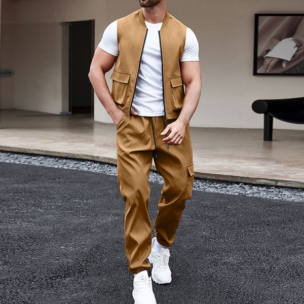 mens tracksuits spring summer two piece sets streetwear fashion solid color pockets vest jacket and trousers suits men casual outfits 230503, Gray
mens tracksuits spring summer two piece sets streetwear fashion solid color pockets vest jacket and trousers suits men casual outfits 230503, Gray