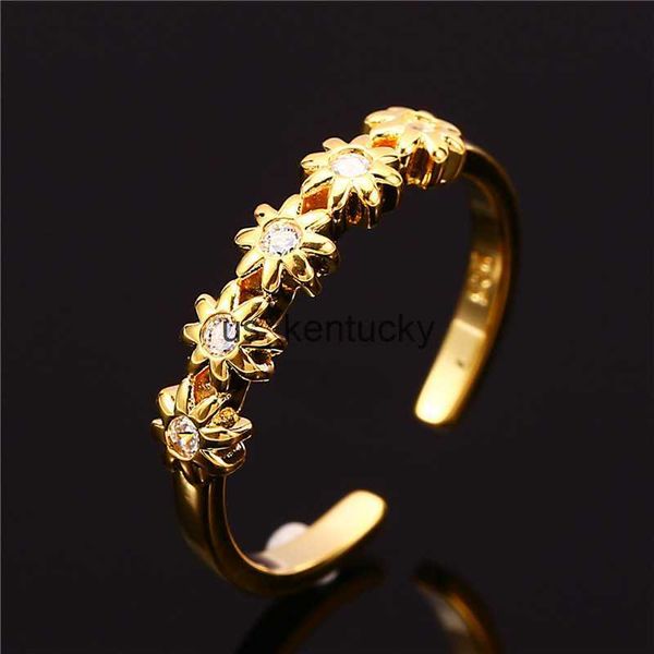 band rings vintage gold color ring white zircon small round stone ring charming daisy flower open adjustable rings for women men, Silver
band rings vintage gold color ring white zircon small round stone ring charming daisy flower open adjustable rings for women men, Silver