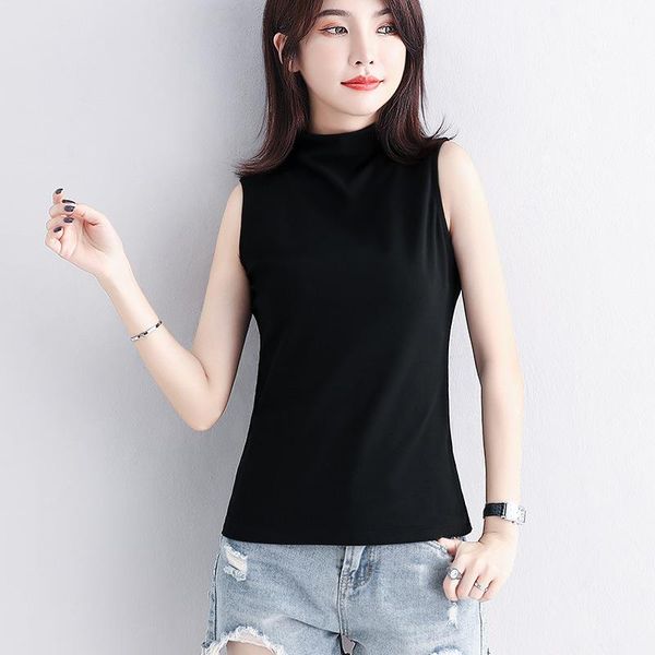 t-shirt woman summer sleeveless tshirt casual cotton turtleneck woman's tank black white lady clothing
t-shirt woman summer sleeveless tshirt casual cotton turtleneck woman's tank black white lady clothing
