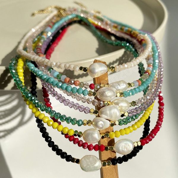 natural fresh water pearl necklace fashion shiny crystal glass beads boho colorful choker collar female jewelry, Golden;silver
natural fresh water pearl necklace fashion shiny crystal glass beads boho colorful choker collar female jewelry, Golden;silver