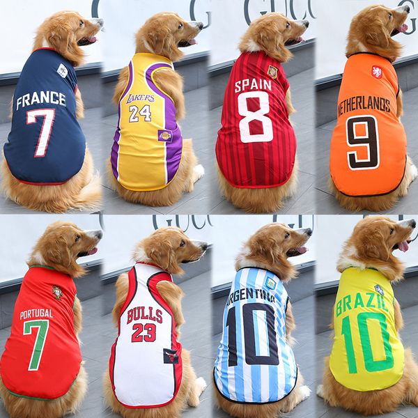 

Dog Sweatshirt Pet T-Shirt, Dog Summer Apparel Puppy Pet Clothes for Dogs Cute Soft Vest Football Team and Basketball Team, Color