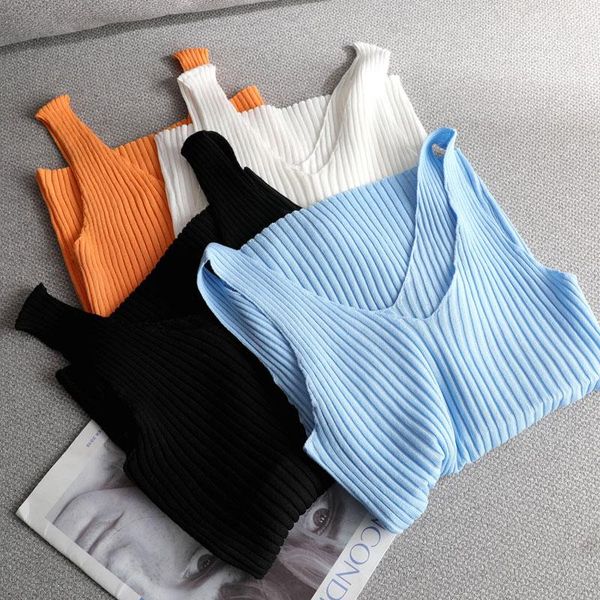 tanks vneck knit tank 2021 summer slim women baisc female short female solid casual sleeveless tshirt top, Black;white
tanks vneck knit tank 2021 summer slim women baisc female short female solid casual sleeveless tshirt top, Black;white