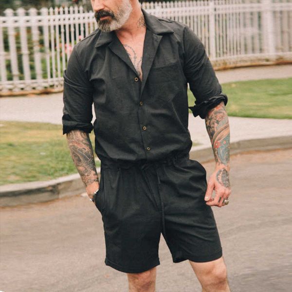 men's casual shirts fashion solid men's clothing streetwear 2023 spring summer casual cotton linen shirts and shorts two piece set, White;black
men's casual shirts fashion solid men's clothing streetwear 2023 spring summer casual cotton linen shirts and shorts two piece set, White;black