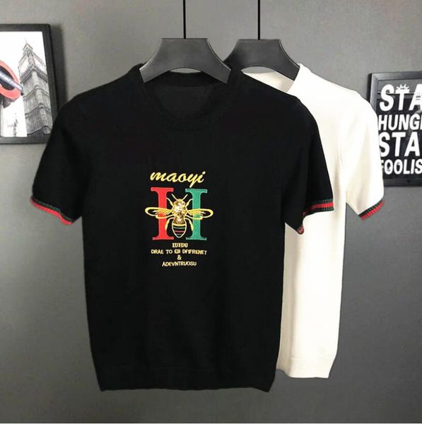 men's t-shirts designer autumn and winter new men's short sleeve sweater embroidered half sleeve knitted bottom fashion men's, White;black
men's t-shirts designer autumn and winter new men's short sleeve sweater embroidered half sleeve knitted bottom fashion men's, White;black