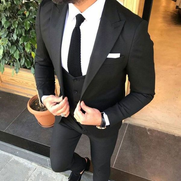 new gentle black suits for men wedding peaked lapel evening party groomsmen attire groom tuxedo 3piece coat pants vest slim fit trajes de ho, Black;gray
new gentle black suits for men wedding peaked lapel evening party groomsmen attire groom tuxedo 3piece coat pants vest slim fit trajes de ho, Black;gray