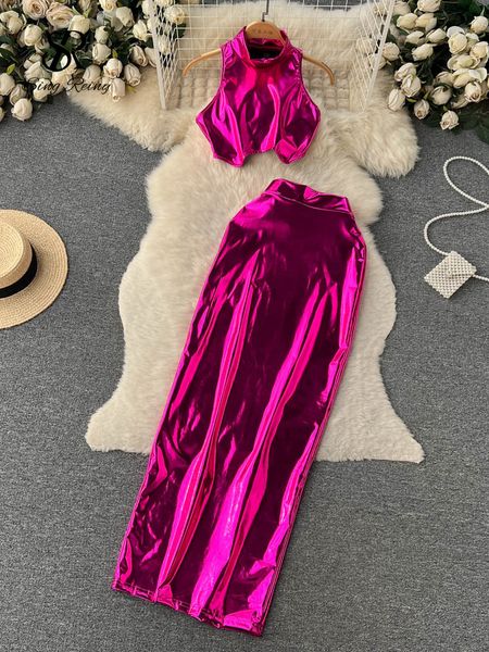 two piece dress singreiny summer fashion pu leather slim suits sleeveless short t shirtshiny long skirt sets vacation pieces 230504, White
two piece dress singreiny summer fashion pu leather slim suits sleeveless short t shirtshiny long skirt sets vacation pieces 230504, White