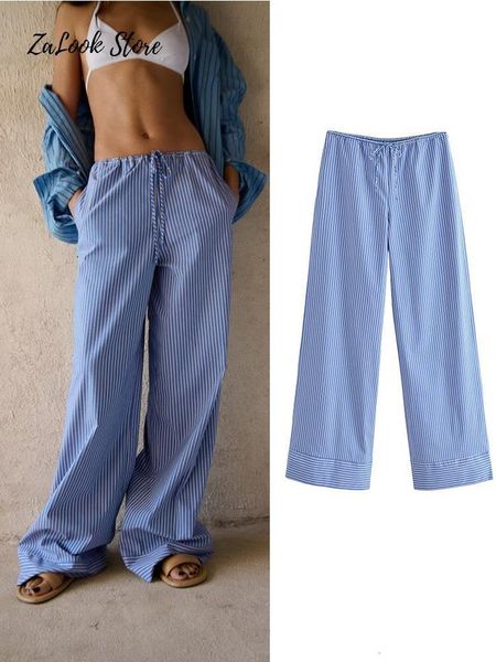 women s pants s fashion striped 2023 summer wide leg blue women casual loose trousers ladies low waist pocket lace up pant 230504, Black;white
women s pants s fashion striped 2023 summer wide leg blue women casual loose trousers ladies low waist pocket lace up pant 230504, Black;white