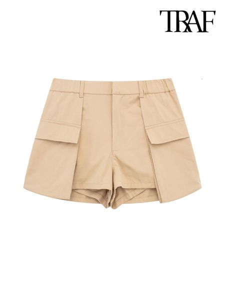 women's shorts traf women fashion side patch pockets shorts skirts vintage high elastic waist zipper fly female skort mujer 230504, White;black
women's shorts traf women fashion side patch pockets shorts skirts vintage high elastic waist zipper fly female skort mujer 230504, White;black
