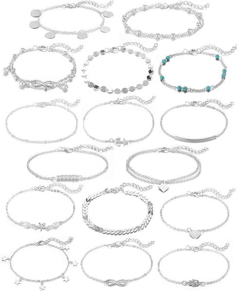 softones 16pcs ankle bracelets for women girls gold silver two style chain beach anklet bracelet jewelry anklet set adjustable size, Red;blue
softones 16pcs ankle bracelets for women girls gold silver two style chain beach anklet bracelet jewelry anklet set adjustable size, Red;blue