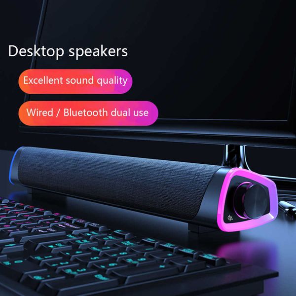 Image of Portable Speakers 3D Computer Speakers Bluetooth 5.0 Wired Loudspeaker Surround Soundbar Speaker Stereo Subwoofer Sound bar for Laptop Notebook PC P230414