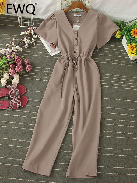 women's jumpsuits rompers ewq sweet style women jumpsuits drawstring shirring lace-up v-neck solid color button jumpsuit spring summer, Black;white
women's jumpsuits rompers ewq sweet style women jumpsuits drawstring shirring lace-up v-neck solid color button jumpsuit spring summer, Black;white