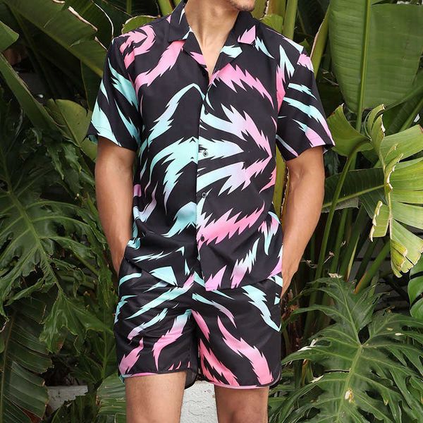 men's casual shirts men haiian sets summer ripple print short sleeve shirt beach button shorts streetwear holiday mens two piece suit j, White;black
men's casual shirts men haiian sets summer ripple print short sleeve shirt beach button shorts streetwear holiday mens two piece suit j, White;black