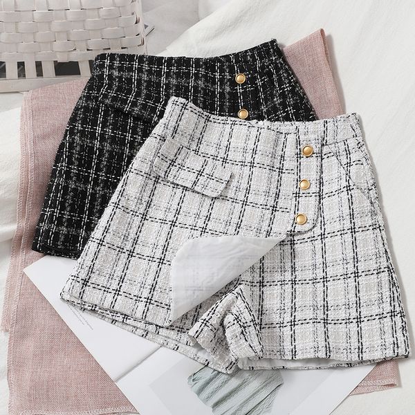 women's shorts itoolin women irregular tweed shorts spring plaid buttons shorts a-line wide leg skirts for women high waist skirts 2305, White;black
women's shorts itoolin women irregular tweed shorts spring plaid buttons shorts a-line wide leg skirts for women high waist skirts 2305, White;black