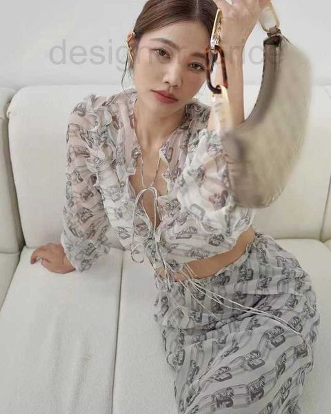two piece dress designer girl style lace up small chain print contrasting color skirt set 3hk9, White
two piece dress designer girl style lace up small chain print contrasting color skirt set 3hk9, White