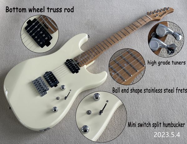 stockelectric guitar cream white finished roasted maple neck and fingreboard dots inlay split mini switch ball end stainess steel frets
stockelectric guitar cream white finished roasted maple neck and fingreboard dots inlay split mini switch ball end stainess steel frets