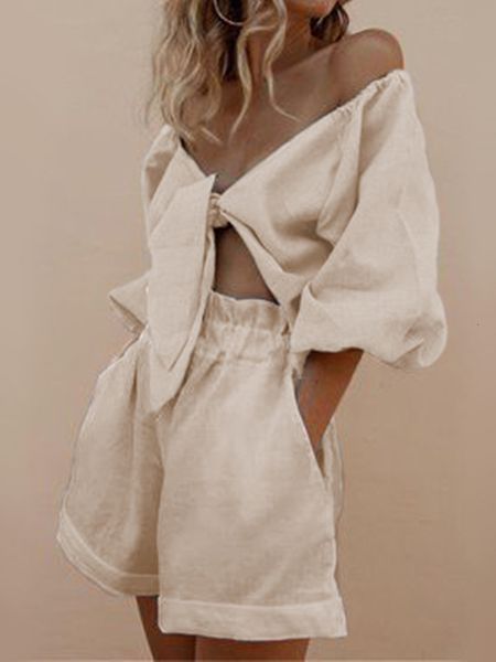 women's two piece pants two piece sets women summer casual solid color short set puff sleeve v neck tie up crop shorts 2pcs set street, White
women's two piece pants two piece sets women summer casual solid color short set puff sleeve v neck tie up crop shorts 2pcs set street, White