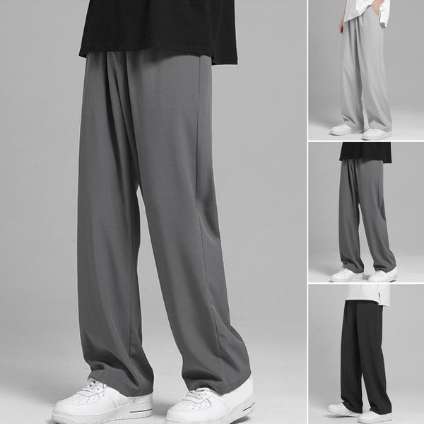 men's pants summer men pants solid color wide leg draping relaxed fit high waist trousers streetwear 230504, Black
men's pants summer men pants solid color wide leg draping relaxed fit high waist trousers streetwear 230504, Black