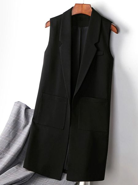 vests ftlzz summer new women chiffon lapel solid color long blazer vest jacket lady coat female spring loose sleeveless classic vest, Black;white
vests ftlzz summer new women chiffon lapel solid color long blazer vest jacket lady coat female spring loose sleeveless classic vest, Black;white