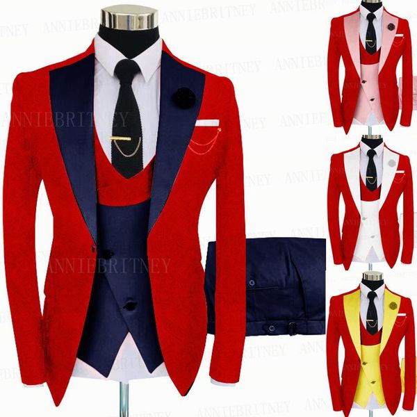 blazers jacquard red suit men 3 pieces custom groom wedding tuxedo slim fit prom party blazer suit jacket double breasted vest pants set, White;black
blazers jacquard red suit men 3 pieces custom groom wedding tuxedo slim fit prom party blazer suit jacket double breasted vest pants set, White;black