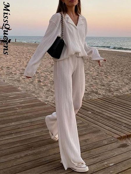 women s t shirt women elegant pleated two piece set loose long sleeve blouses and high waist wide leg pants suit female casual outfits 23050, White
women s t shirt women elegant pleated two piece set loose long sleeve blouses and high waist wide leg pants suit female casual outfits 23050, White
