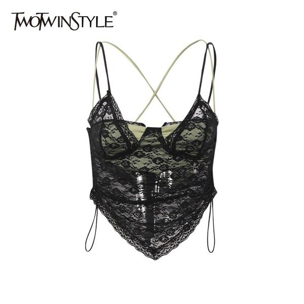 t-shirt twotwinstyle patchwork lace short vest for women square collar sleeveless fake two vests female fashion new clothing style, White
t-shirt twotwinstyle patchwork lace short vest for women square collar sleeveless fake two vests female fashion new clothing style, White
