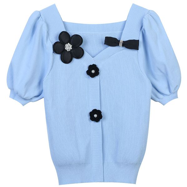 325 2023 runway summer brand same style sweater short sleeve blue pink white v neck cardigan fashion clothes womens mingmei6, White;black
325 2023 runway summer brand same style sweater short sleeve blue pink white v neck cardigan fashion clothes womens mingmei6, White;black