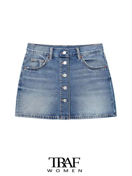 skirts traf women fashion with pockets denim mini skirt vintage mid waist front metal buttons female mujer 230503, Black
skirts traf women fashion with pockets denim mini skirt vintage mid waist front metal buttons female mujer 230503, Black