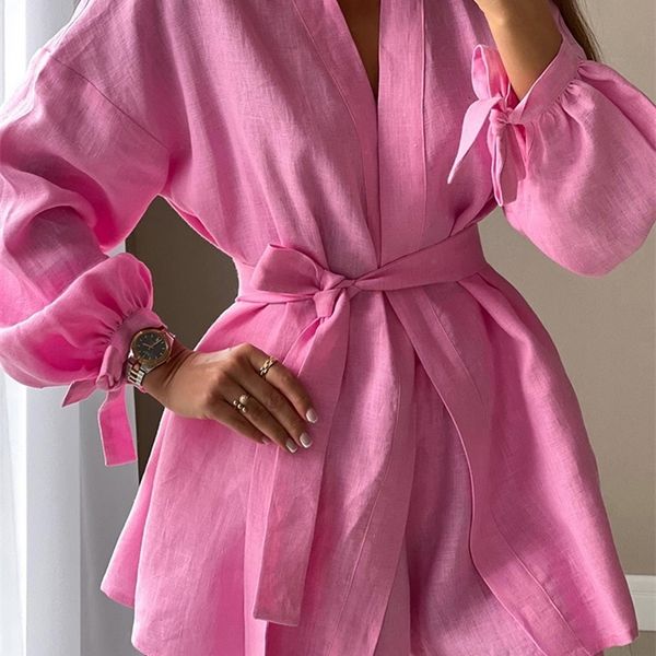 women s tracksuits clacive autumn lace up robes two pieces set womens casual loose high wiast shorts elegant pink home suit with 230503, Gray
women s tracksuits clacive autumn lace up robes two pieces set womens casual loose high wiast shorts elegant pink home suit with 230503, Gray